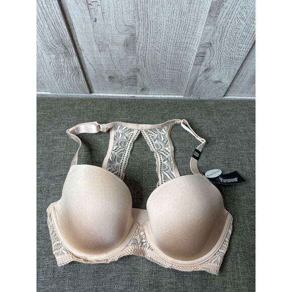 Paramour Racerback Lace Bra 32DD Lightly Lined Underwire Blush Pink - Picture 5 of 6